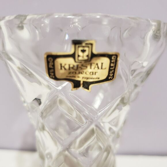Zajecar Crystal 24% Lead Clear Glass Vase  4" - Picture 3 of 10